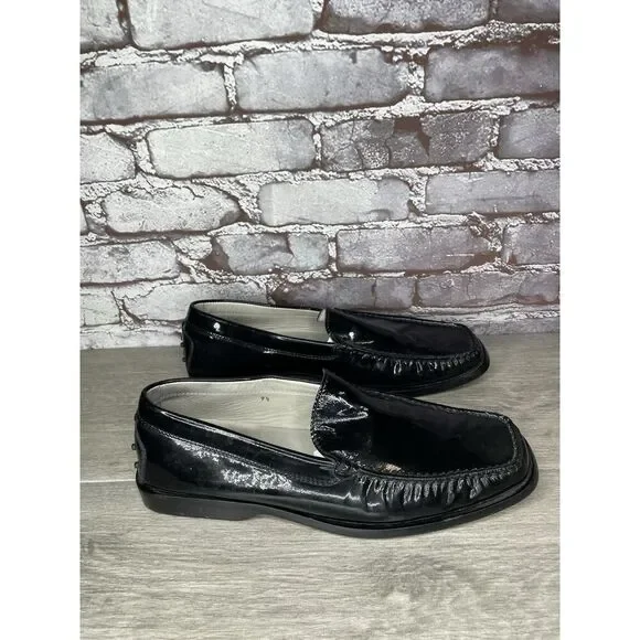 Tod's Gommino Black Patent Leather Slip On Moc Loafers Shoes Men Sz 9.5M US/43EU